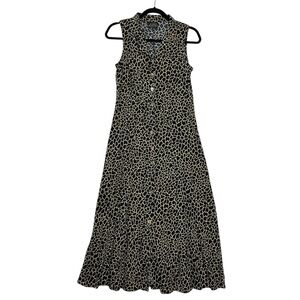 Vintage 90s Nikki Morgan Button Front Dress Collared Sleeveless Grunge Sz Small